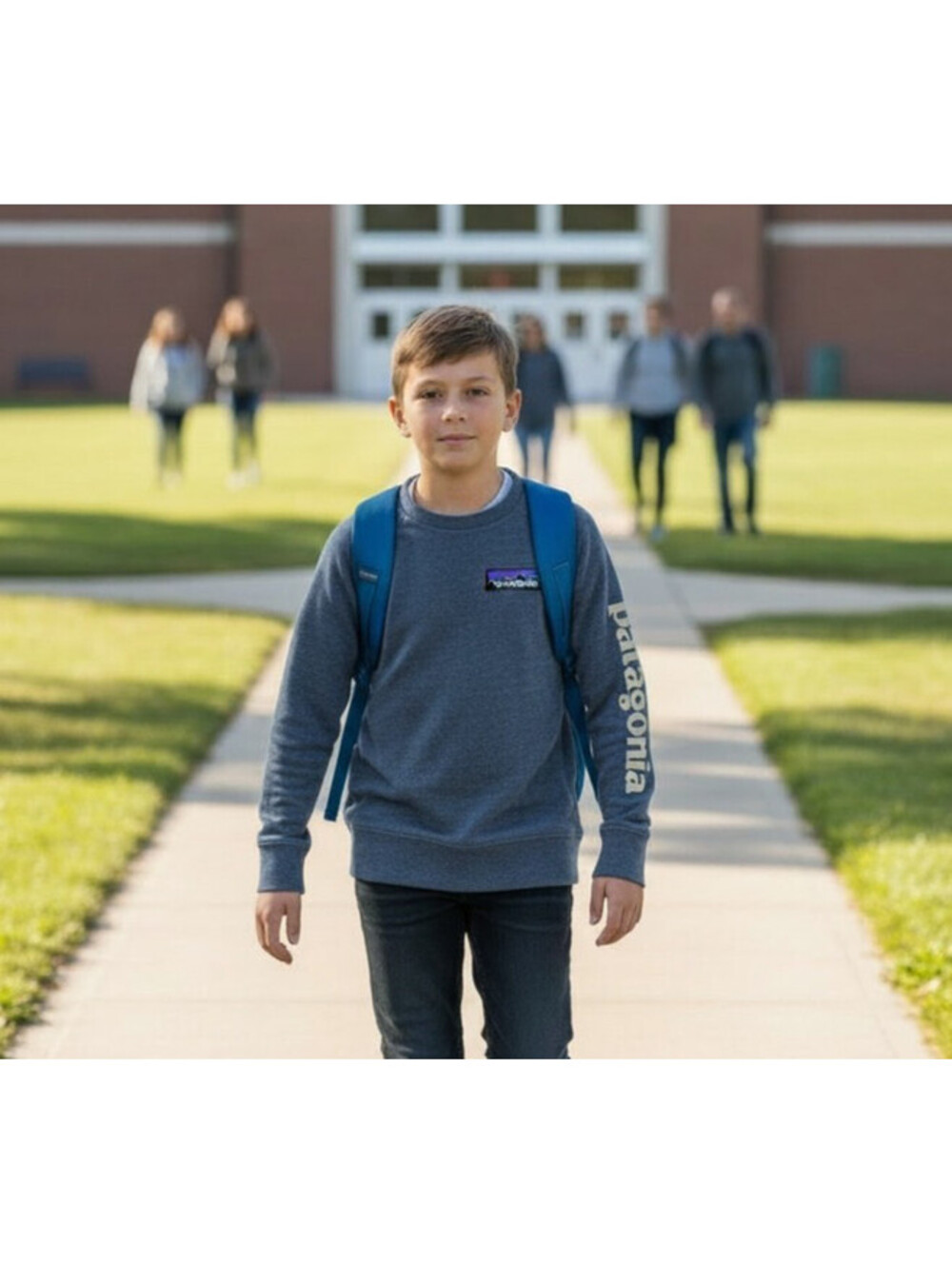 Patagonia Sweatshirt Youth Sz Med Blue-Grey Like New Back To School Outdoors
